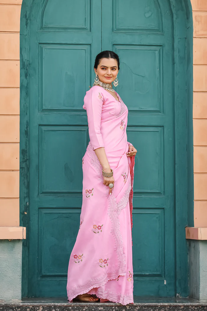 Pink Saree Captions