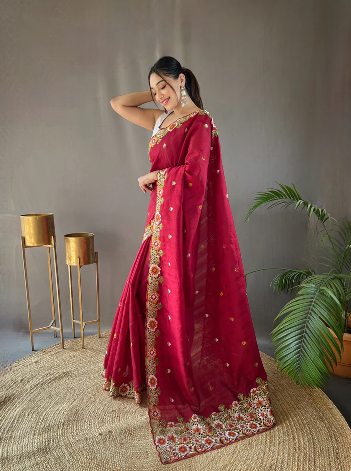 Red Saree Captions