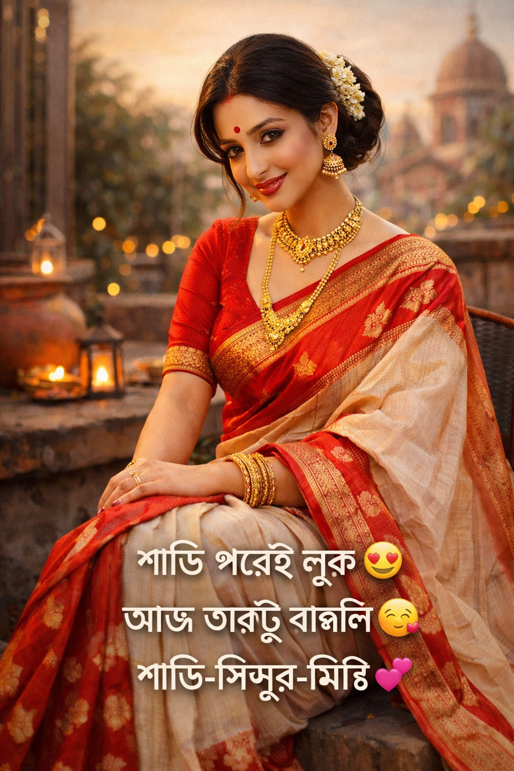 Short bengali captions for saree