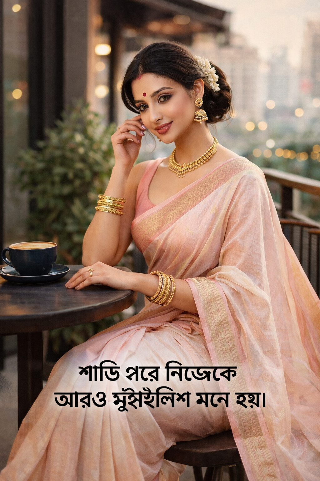caption for bengali saree look