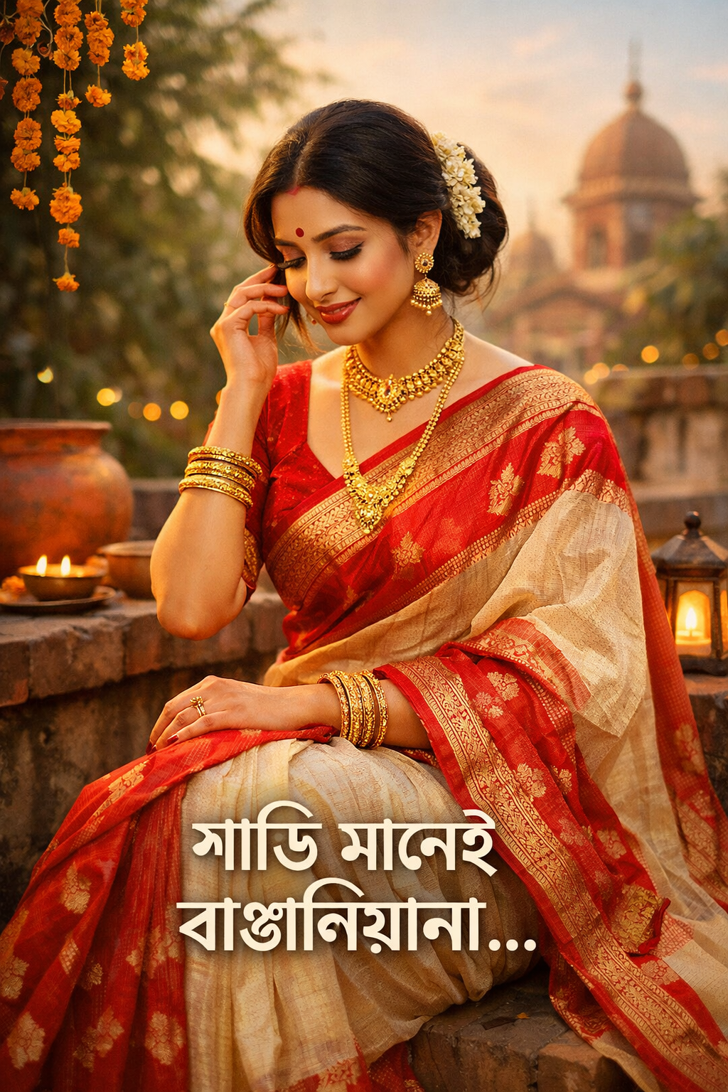 saree caption in bengali