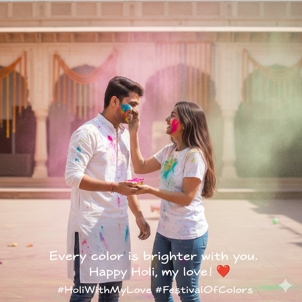 holi caption for love