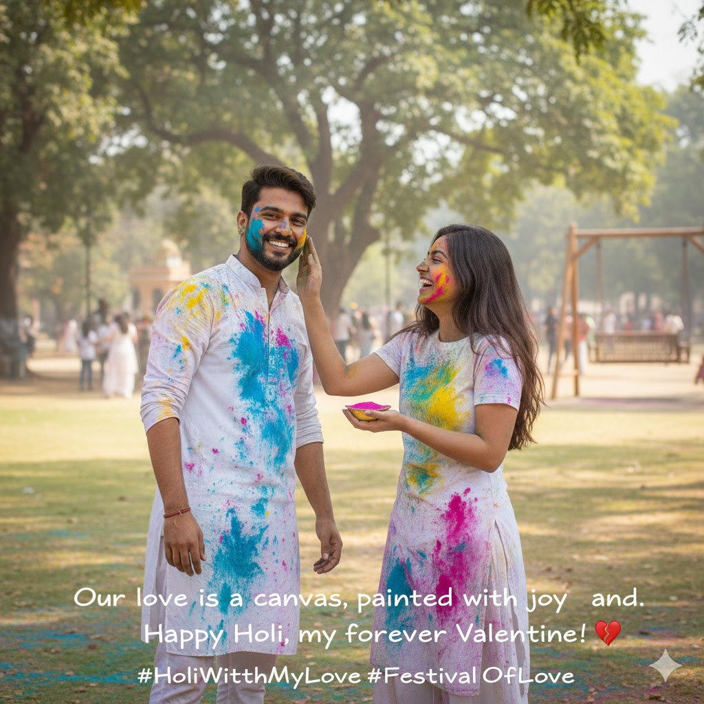 holi captions for couples
