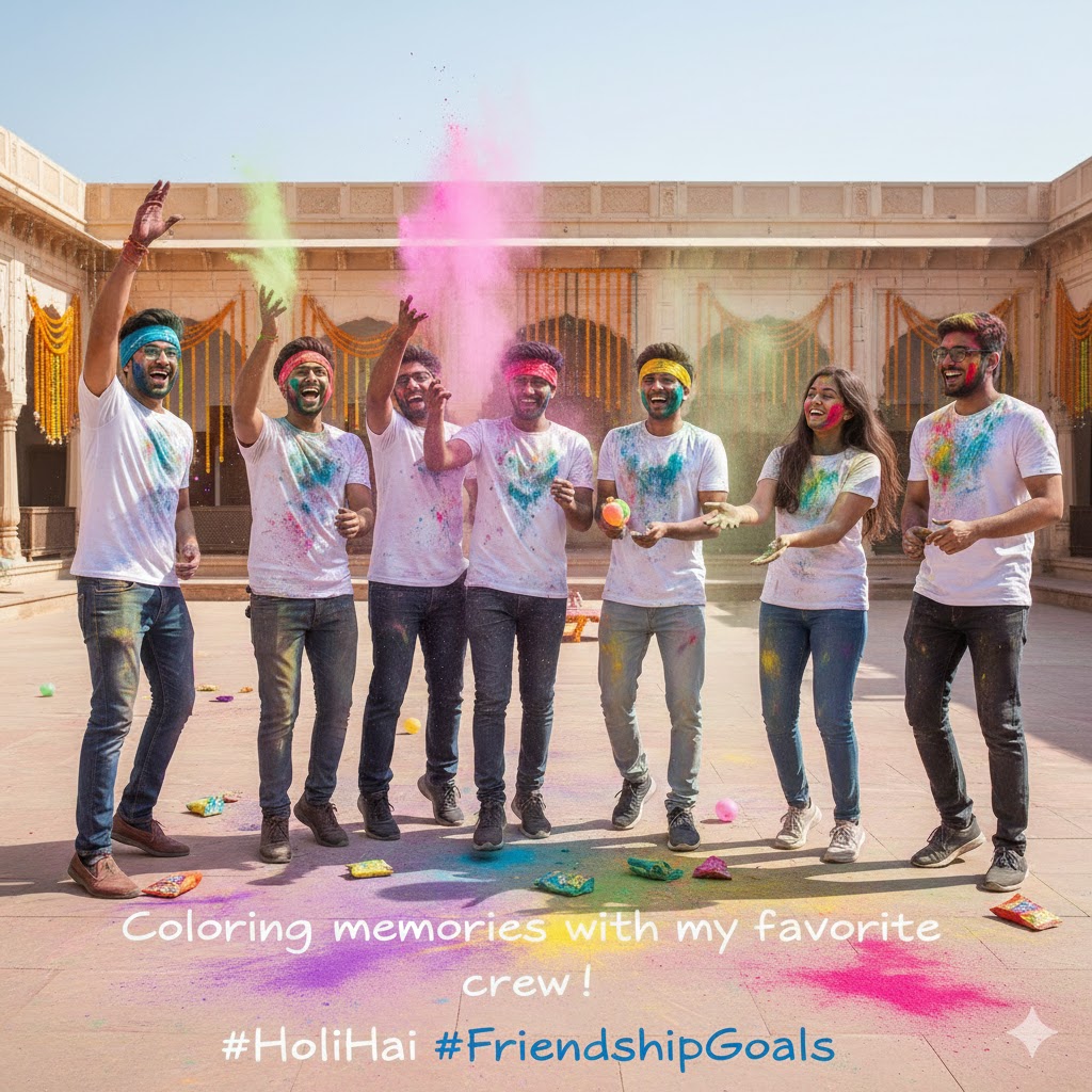 holi captions with friends