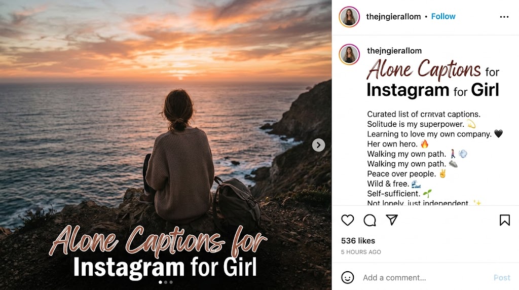 Alone Captions for Instagram for Girl