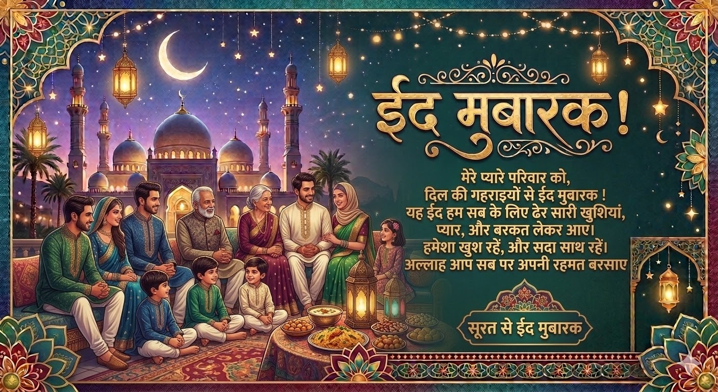 Eid Mubarak Wishes for Family in Hindi