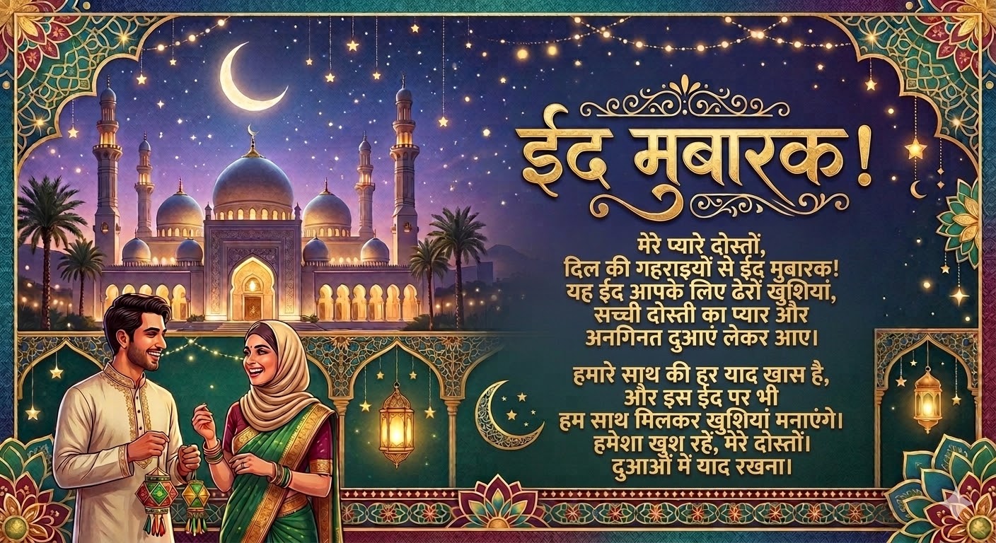 Eid Mubarak Wishes for Friends in Hindi