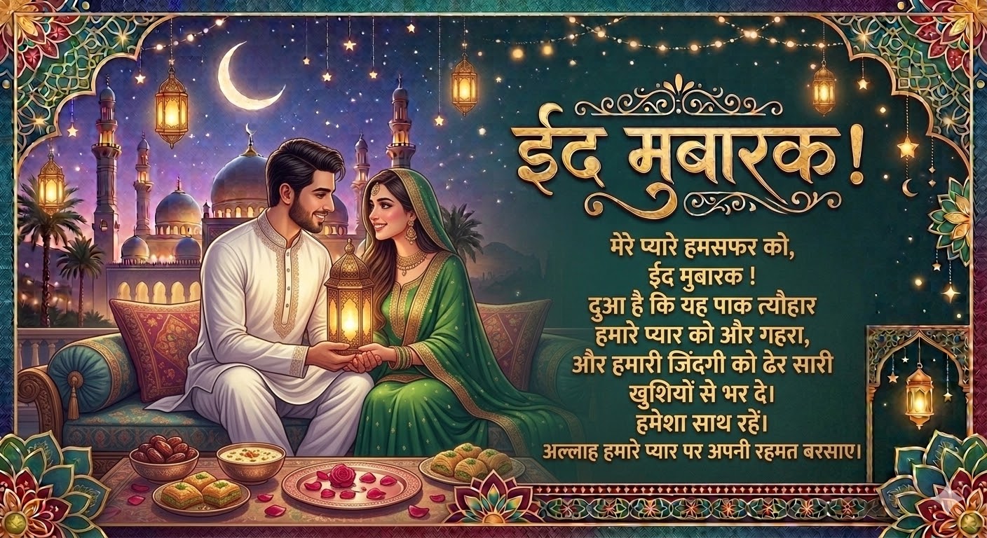 Eid Mubarak Wishes for Love / Partner in Hindi