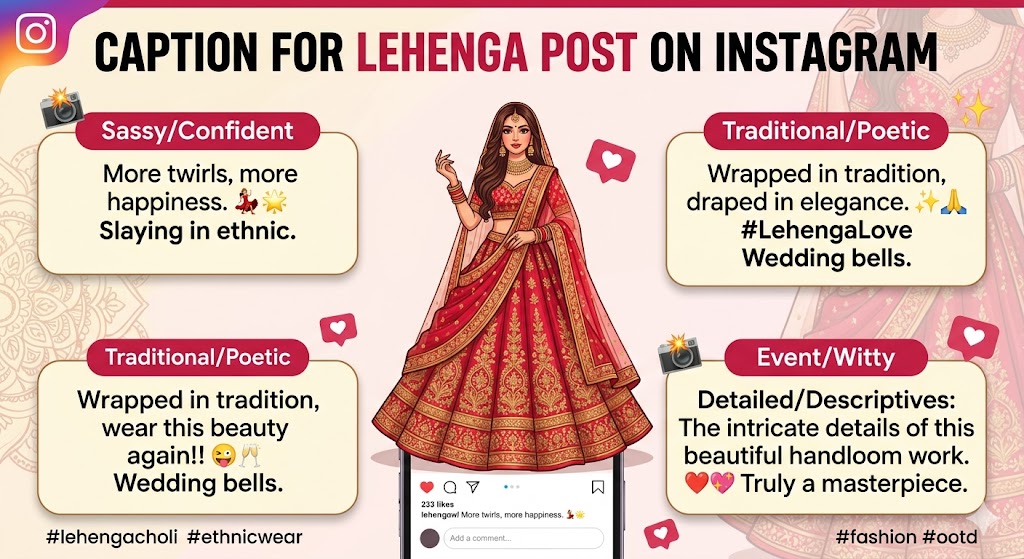 Caption for Lehenga Post on Instagram
