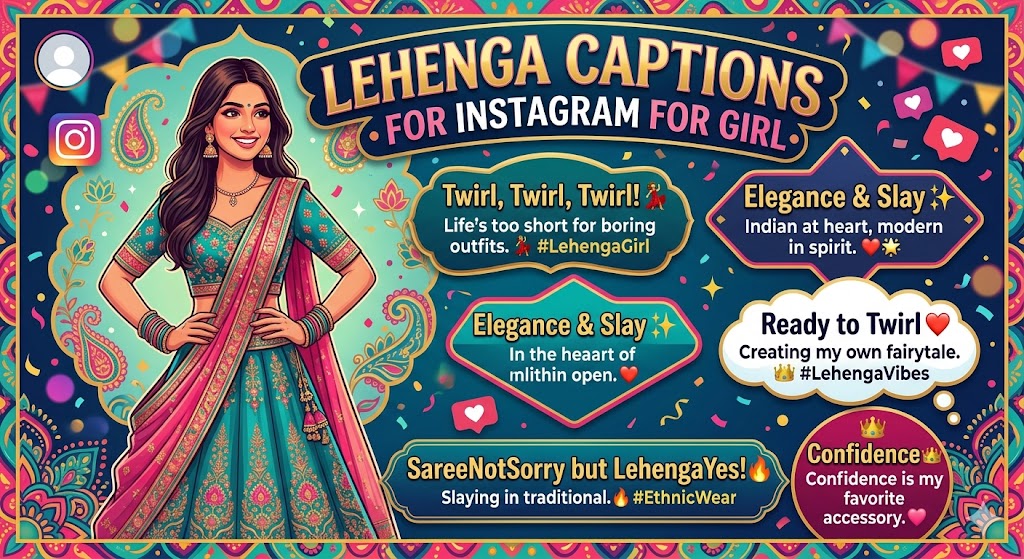 Lehenga Captions for Instagram for Girl