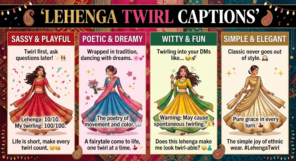Lehenga Twirl Captions