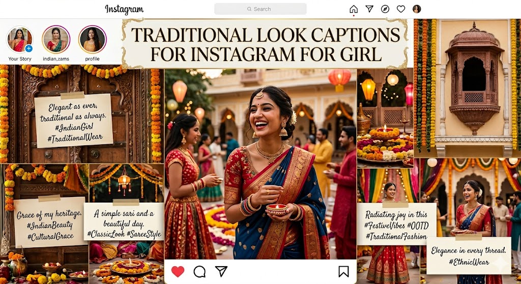 Traditional Look Captions for Instagram for Girl