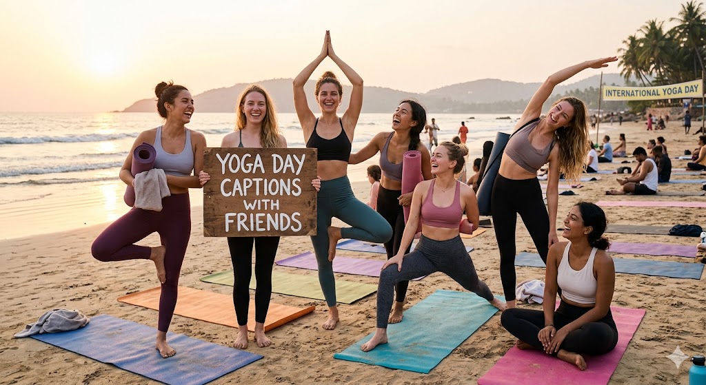 Yoga day captions with friends