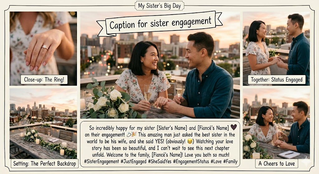 caption for sister engagement