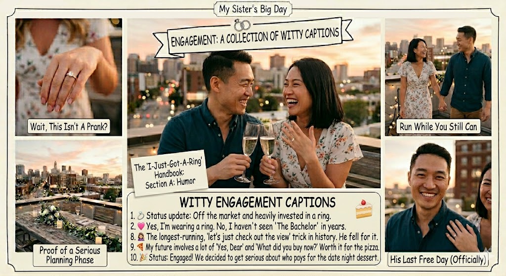 witty engagement captions