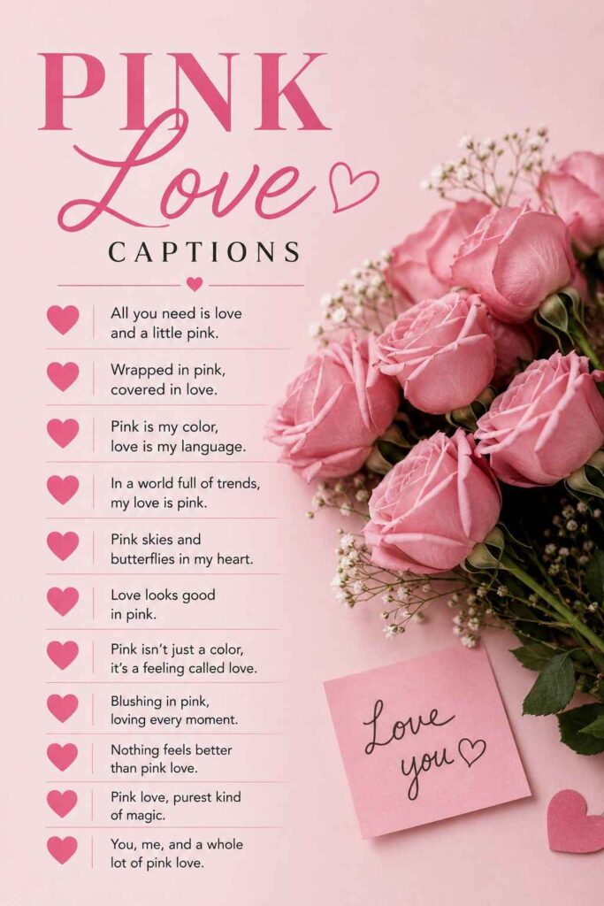 Pink Love Captions