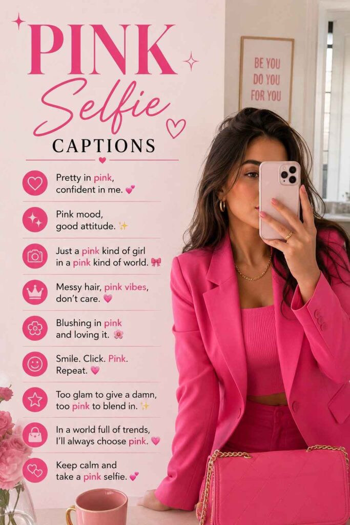 Pink Selfie Captions