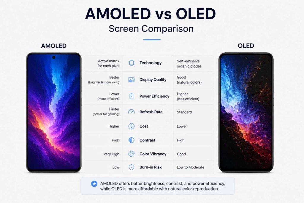 AMOLED vs OLED Screen Comparison