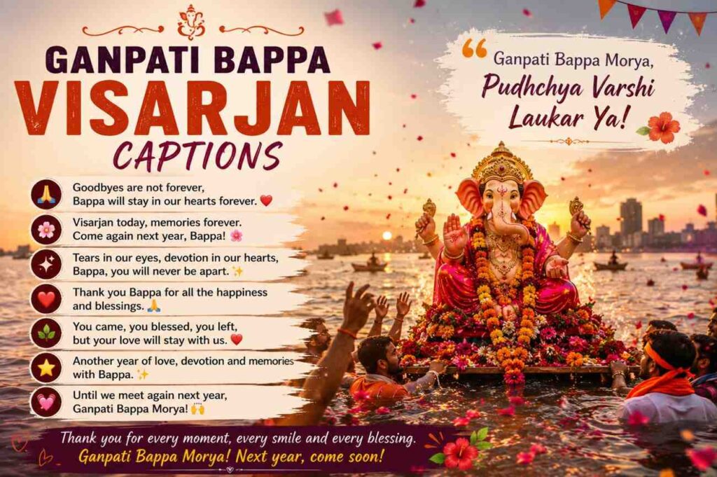 Ganpati bappa visarjan caption