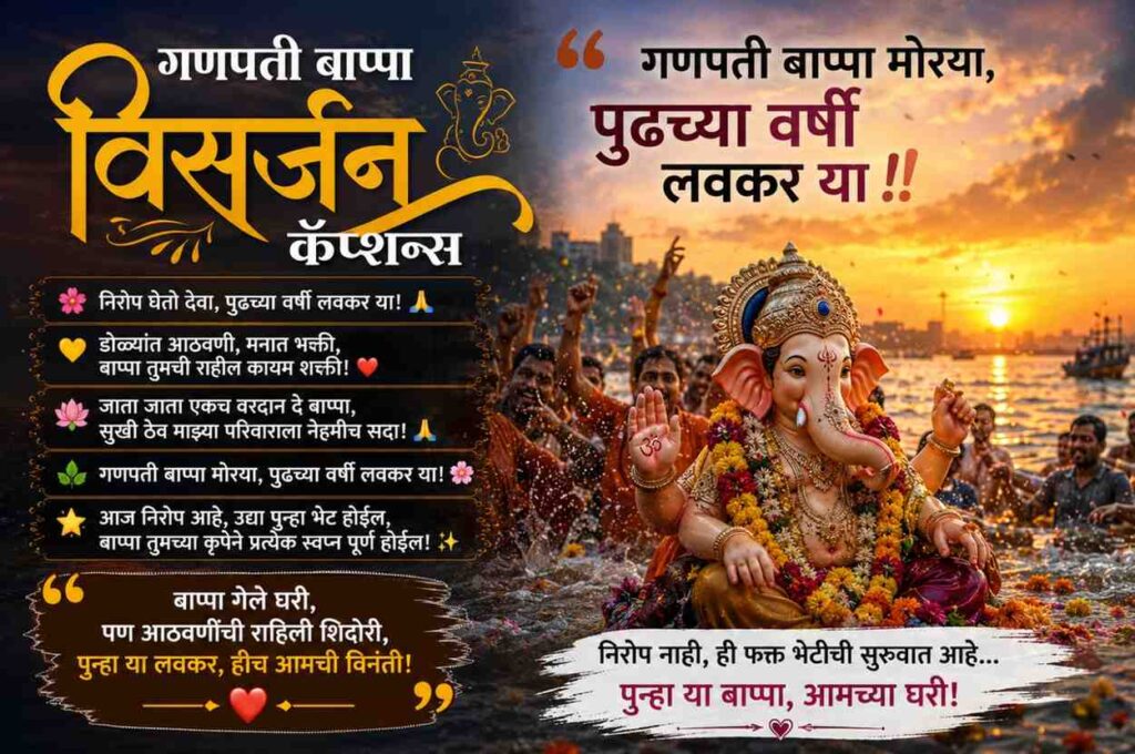 Ganpati bappa visarjan caption in marathi